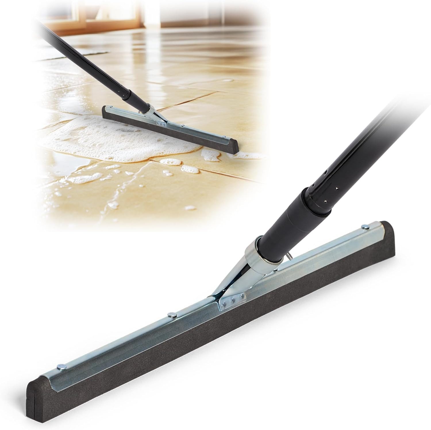 Novaliv Kehrgarnitur 20390-30656-20392-1x, (1-tlg), Novaliv Wasserschieber Bodenabzieher 45cm mit Stiel 137 cm Duschabzieh