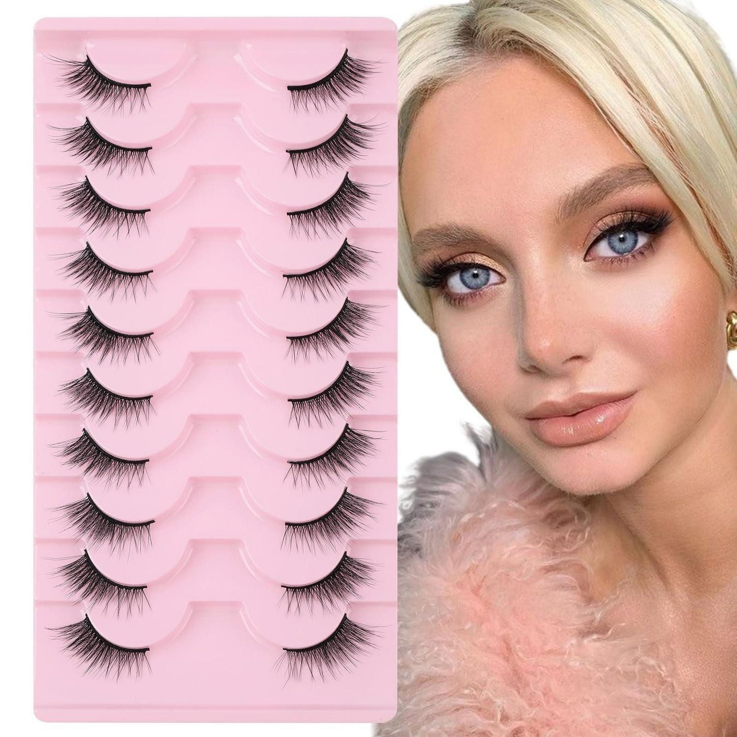 LuxusKollektion Bandwimpern Halbe künstliche Wimpern Cat Eye Natürl. H-76