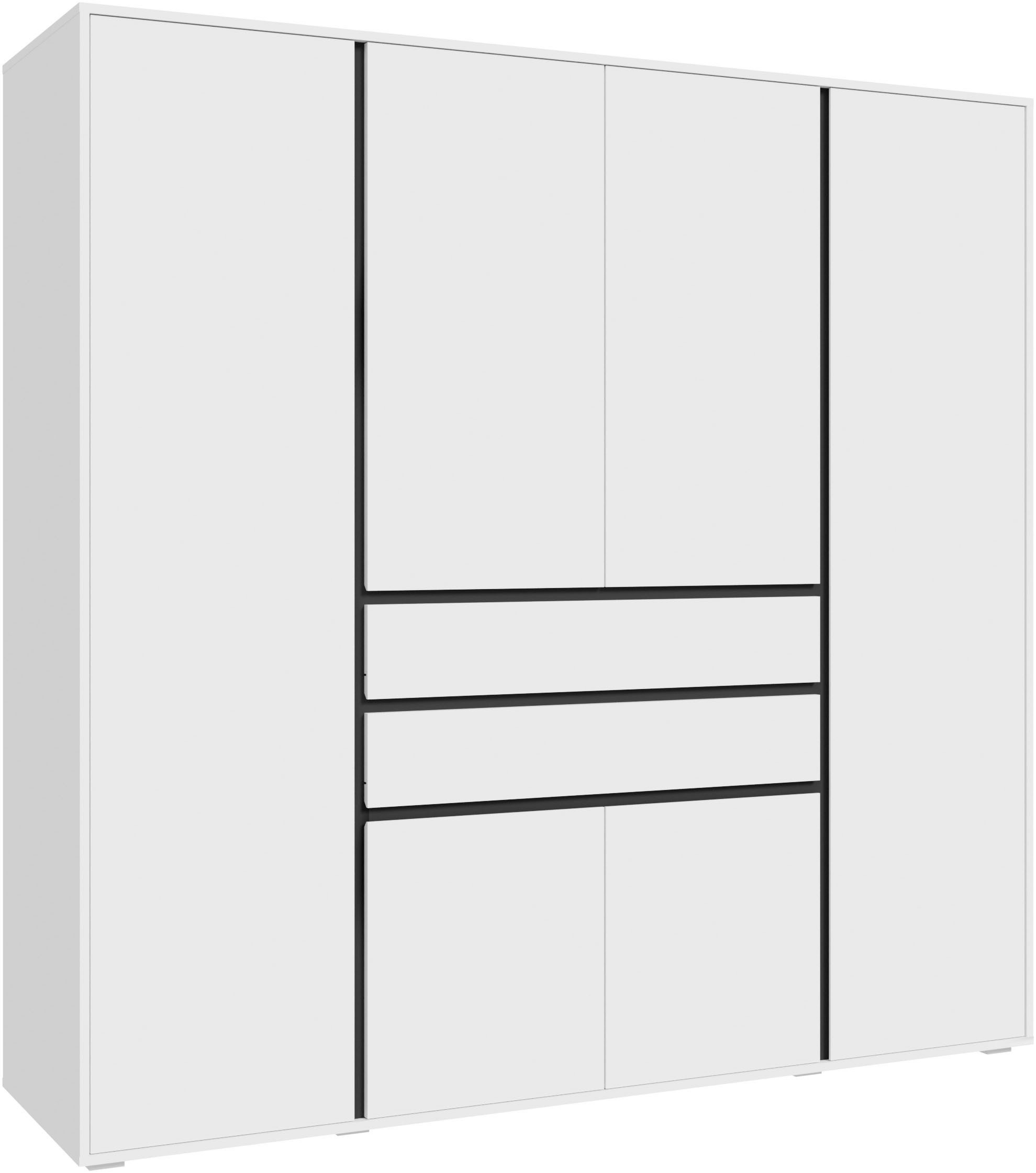 Home affaire Kleiderschrank NULA, Schlafzimmerschrank, Garderobe, Schrank (1-St., in verschiedenen Ausführungen und Farben erhältlich) 6 Türen, 2 Schubkästen, 1 E-Boden, 6 K-Böden, 1 Kleiderstange