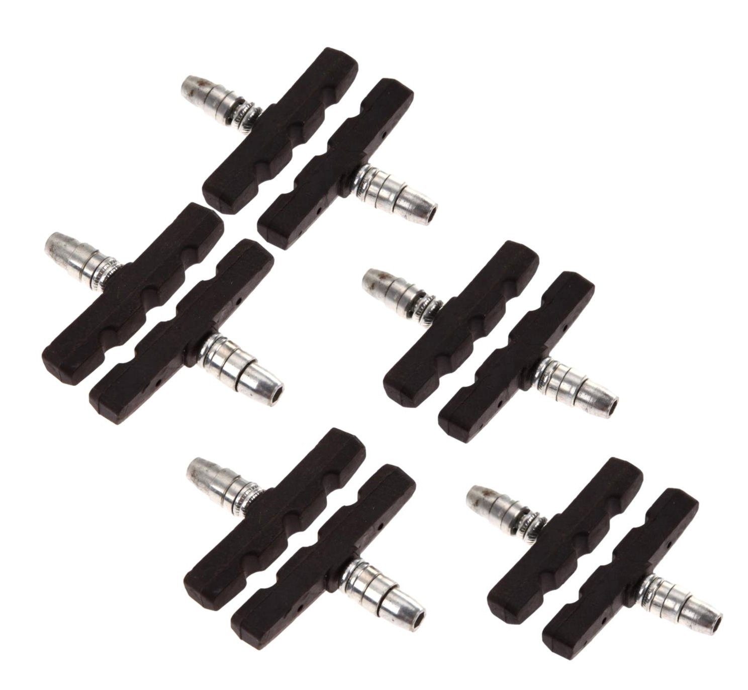 BAYLI V-Brake 10 Stück Fahrrad Bremsen Set für Shimano, 5 Paar Bremsschuhe schwarz