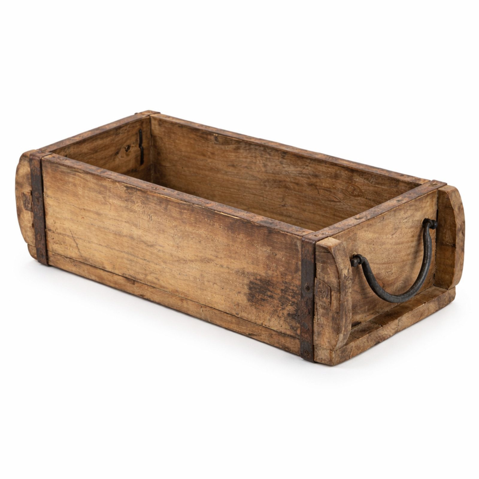 Gravidus Holzkiste Deko Holzkiste Ziegelform aus recyceltem Holz mit Metallgriff 33x16 cm