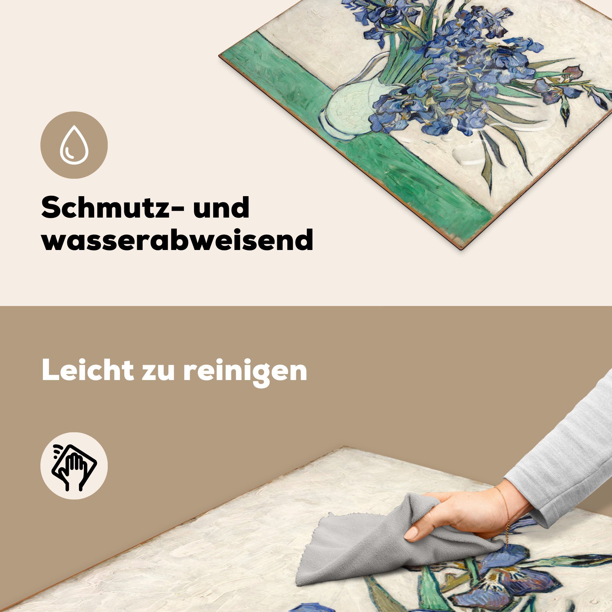 MuchoWow Herdblende-/Abdeckplatte Stilleben küche, Schwertlilien die - Vincent Induktionsmatte für mit Gogh, (1 Vinyl, 59x52 van tlg), cm, Ceranfeldabdeckung