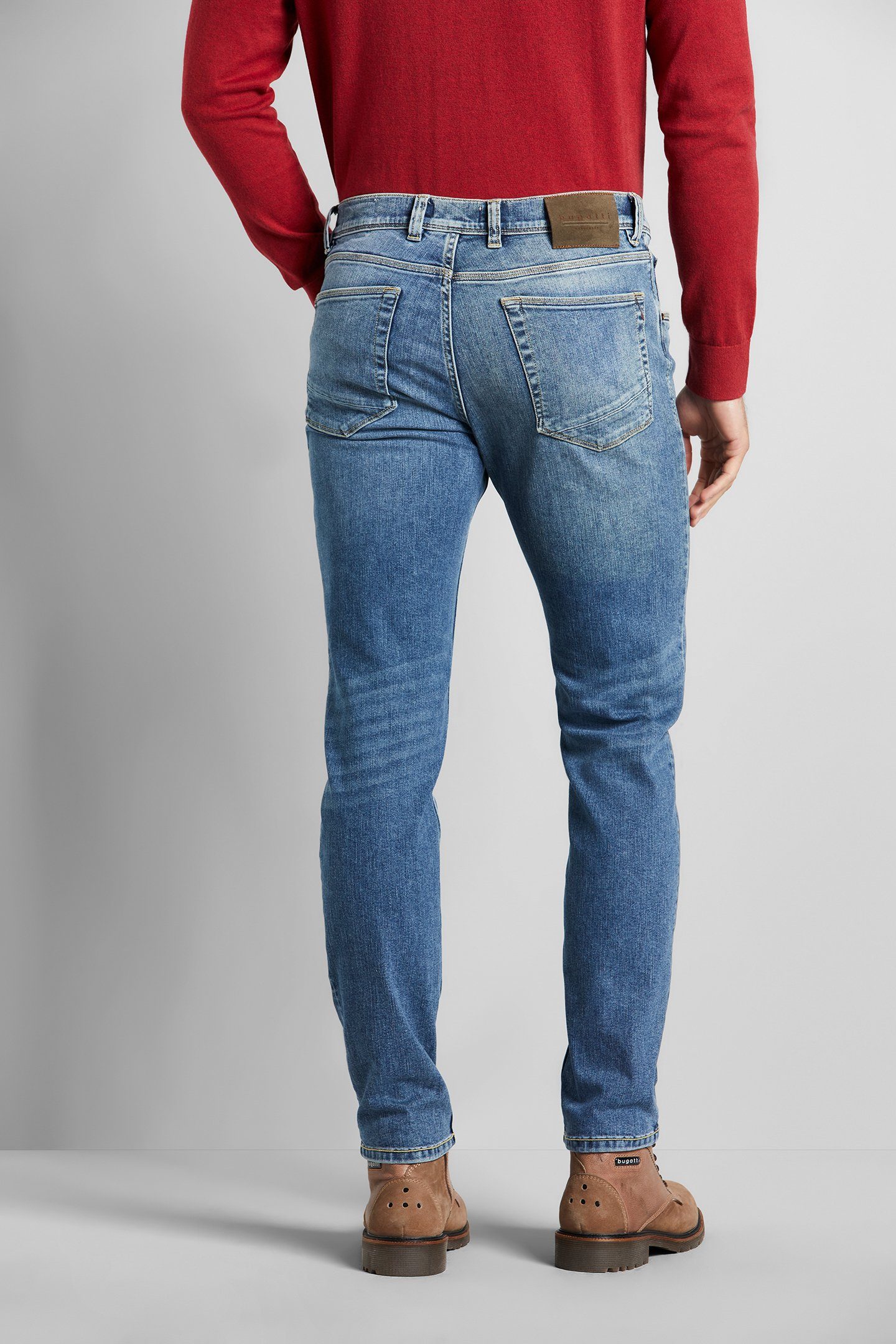 bugatti 5-Pocket-Jeans Used Wash im Look blau