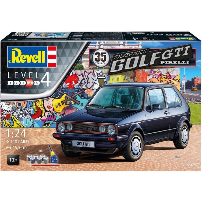 Revell® Modellbausatz Model Set 35 Jahre VW Golf GTI Pirelli Maßstab 1:24 (Set) Made in Europe