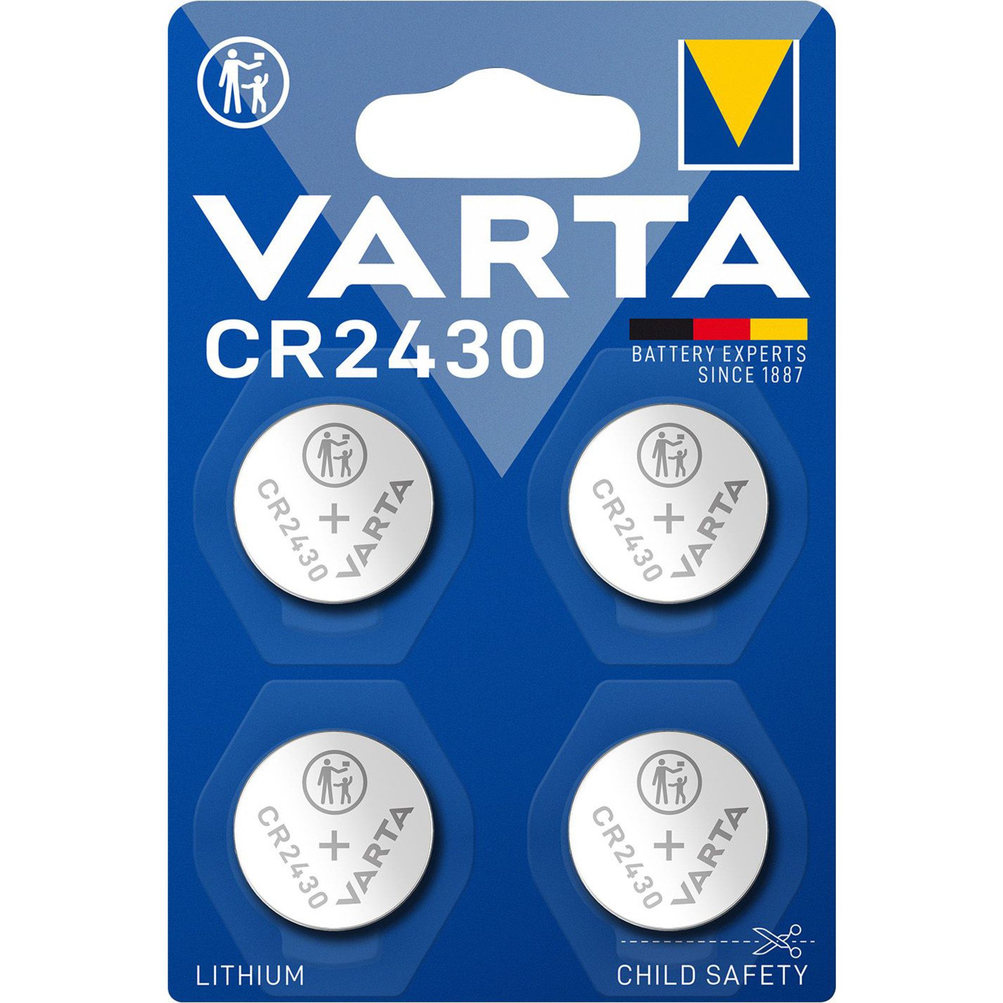 VARTA Lithium Coin Knopfzelle CR2430, Batterie, (4 Akku