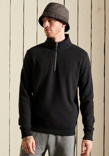 Superdry Sweatshirt VINTAGE LOGO EMB ZIP HENLEY black