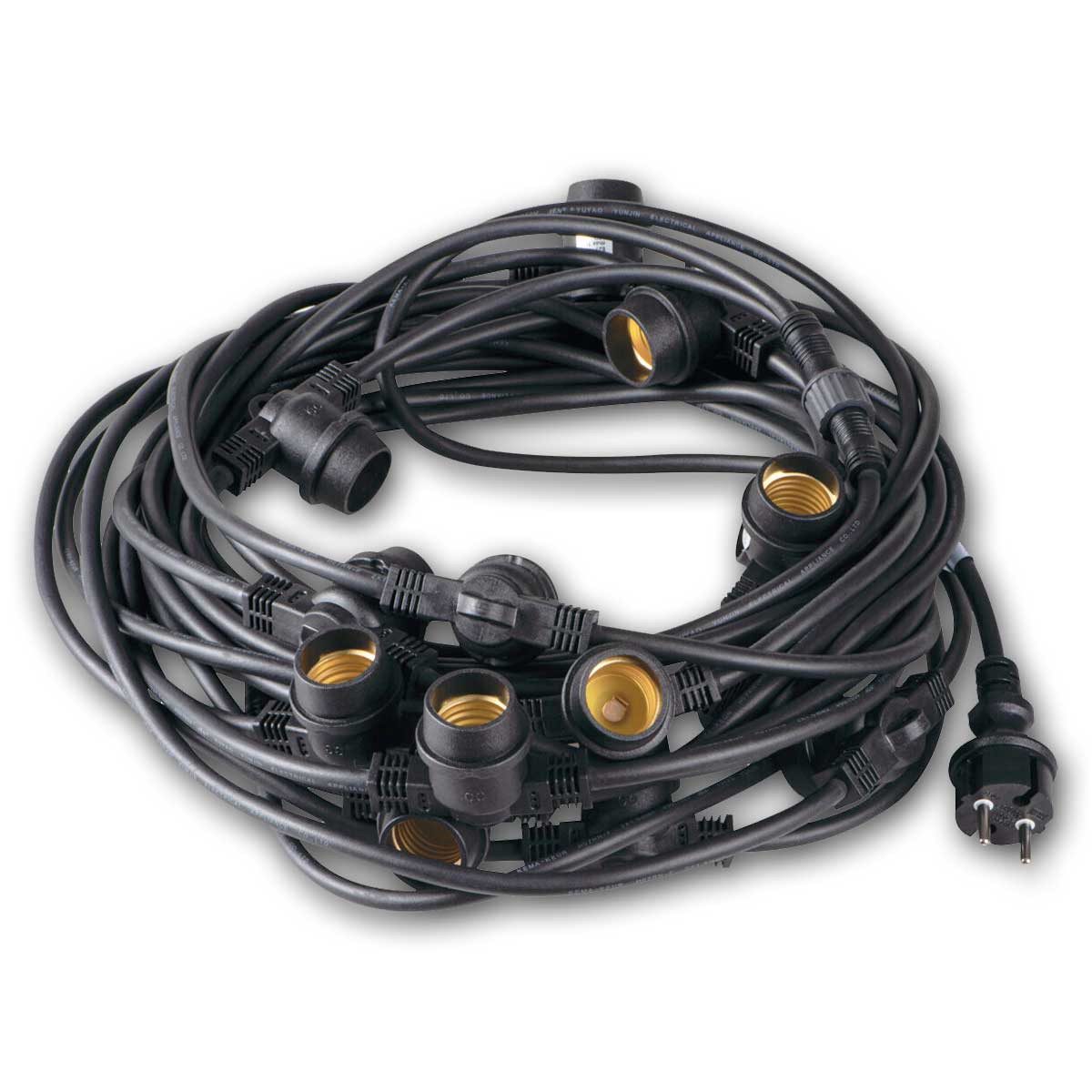 Kanlux LED-Lichterkette Lichterkette schwarz, 15x E27 230V, 15,75m, IP44