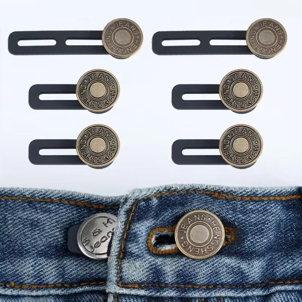 Ware aus aller Welt Bunddehner 6er Set Hosenbunderweiterung Jeansknopf für Jeans Hosen Umstandshose (6-tlg), Ohne Nähen, flexibel verwendbar, wiederverwendbar
