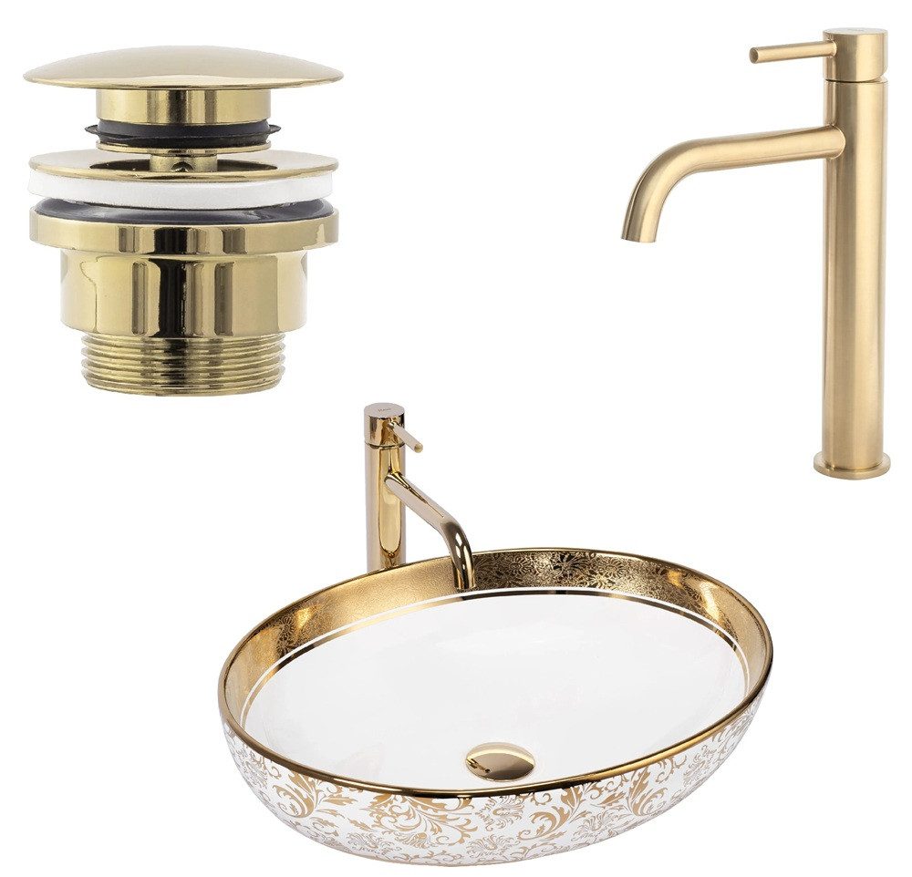 wohnwerk.idee Aufsatzwaschbecken Waschbecken Schwarz Weiß Türkis Gold Orien günstig online kaufen