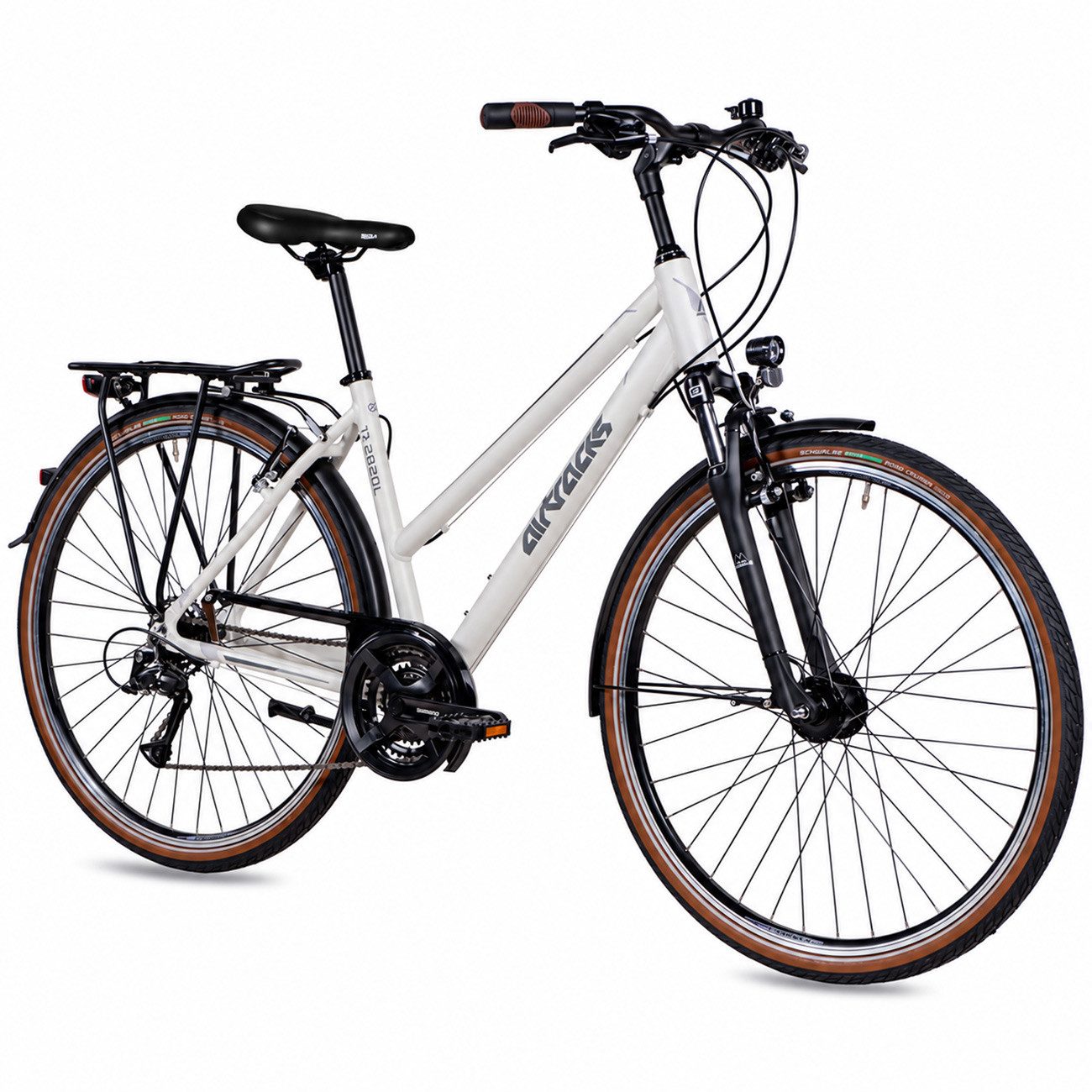 Airtracks Trekkingrad Damen Trekking Fahrrad 28 Zoll Trekkingrad TR.2820L, 24 Gang SHIMANO ACERA RD-T3000, Kettenschaltung, Weiß Matt - Rahmenhöhen 48 cm & 52 cm » Mod. 2026