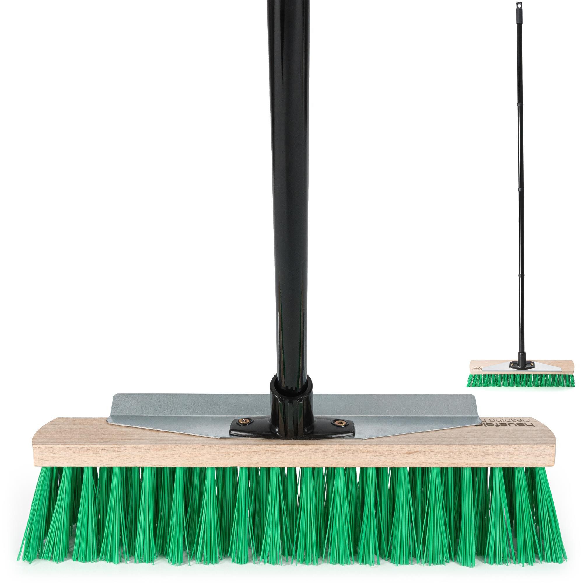 Hausfelder Straßenbesen Gartenbesen mit Kratzkante und Stiel, (Gartenbesen mit Kratzkante, Besen), Besen für draußen
