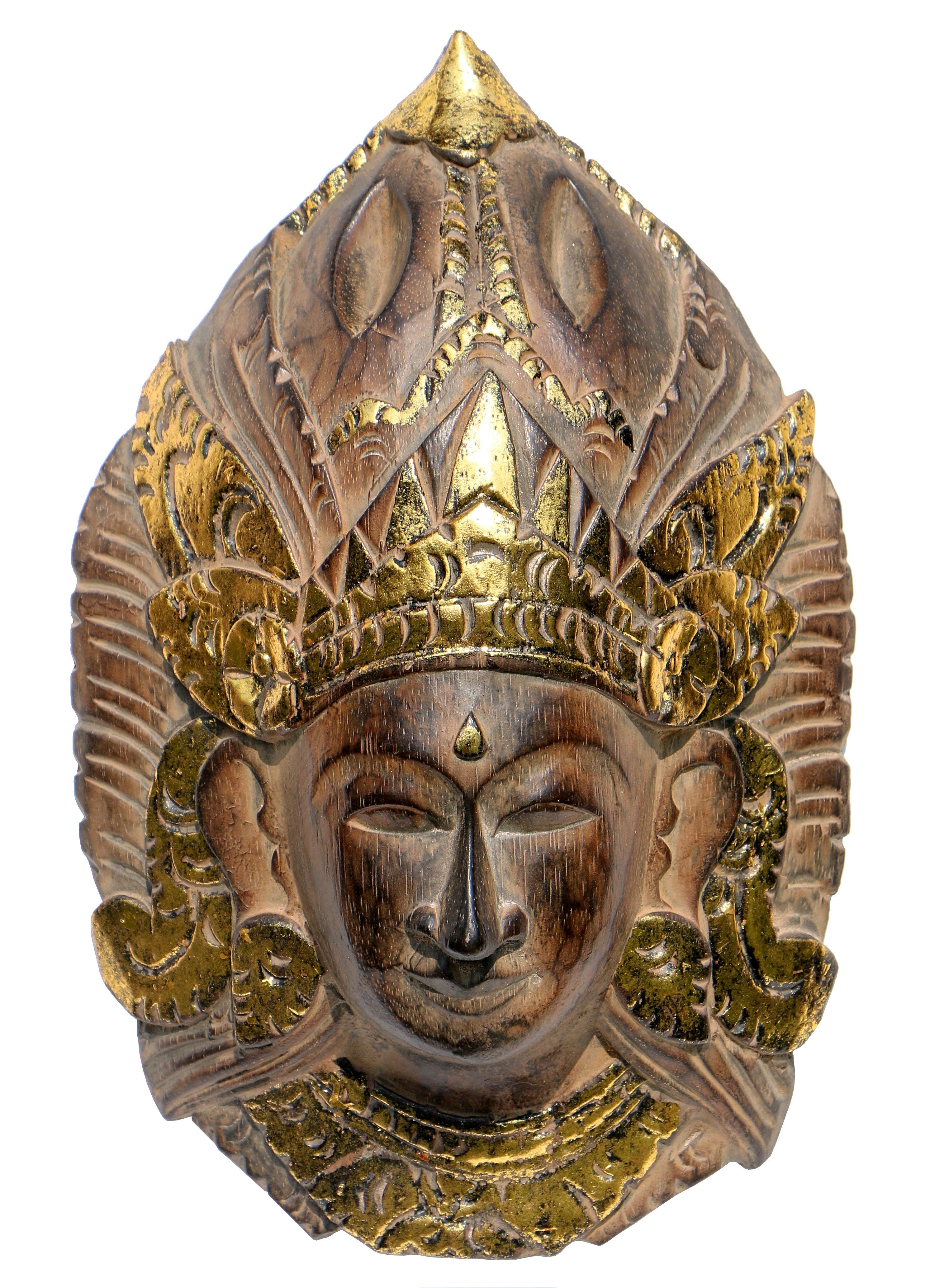 Wogeka Wanddekoobjekt Gold Dewi-Maske 30 cm zum aufhängen Wanddeko Feng Shui