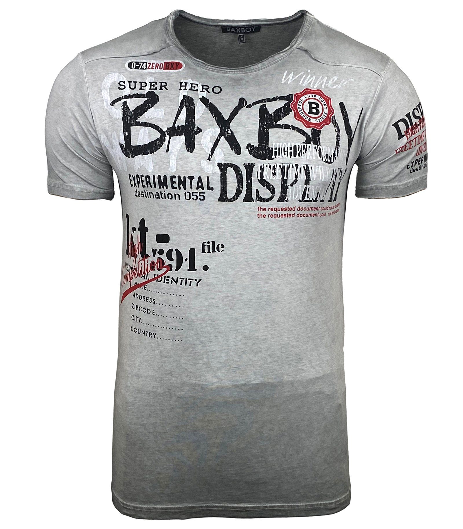 Baxboy T-Shirt Baxboy Moderner Männer Kurzarm Verwaschen Used Look TShirt B günstig online kaufen