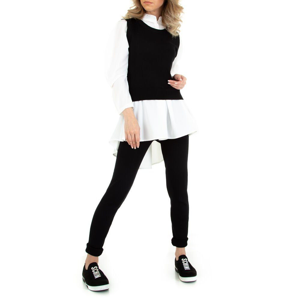 Ital-Design Freizeitanzug Damen Freizeit, Stretch Zweiteiler in Schwarz