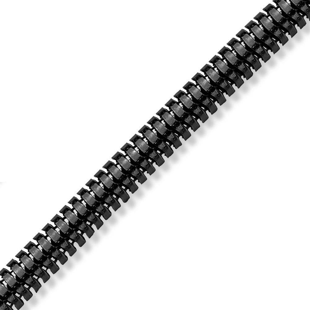 BUNGSA Goldkette Kette - Schwarz (1-tlg), Halskette Edelstahl aus Necklace in Schlangenglieder Unisex runde 6 erhältlich