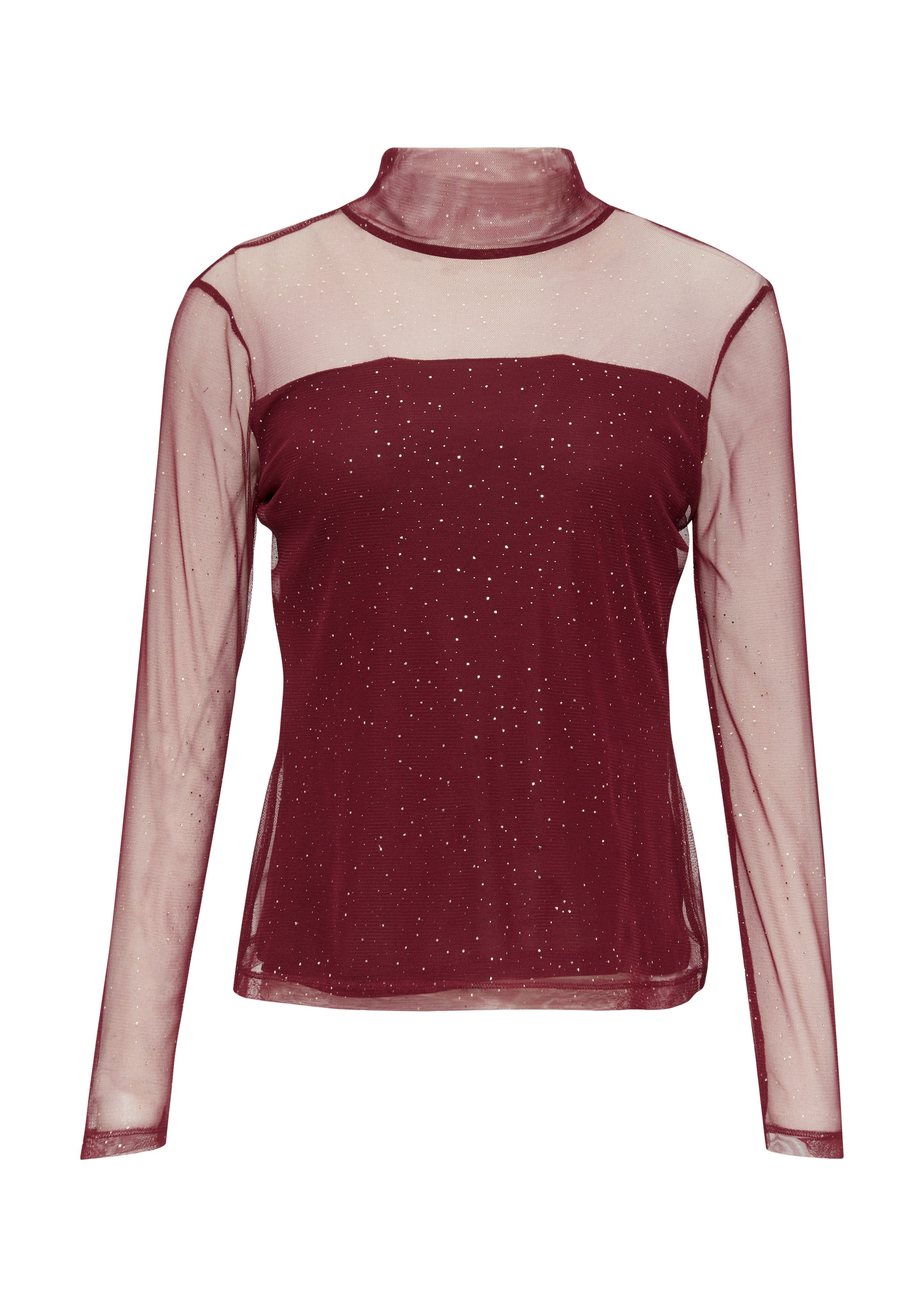 comma Langarmshirt im halbtransparenten Look