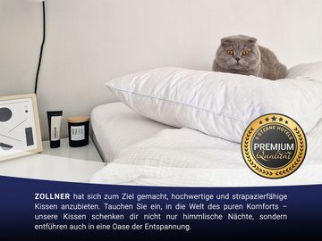 Kopfkissen, ZOLLNER, Füllung: 90% Federn, 10% Daunen, Seitenschläfer, anti-allergisch, milbenresistent, weich, 40 x 80 cm, 90% Federn, 10% Daunen, vom Hotelwäschespezialisten