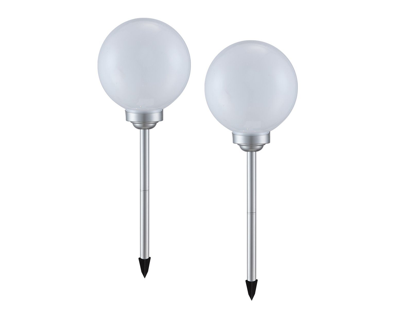 GLOBO LIGHTING LED Solarleuchte, Dämmerungssensor, LED fest integriert, Neutralweiß, 2er Set Solarkugeln Garten-kugeln Solarlicht-er Leuchtkugeln, Ø25cm
