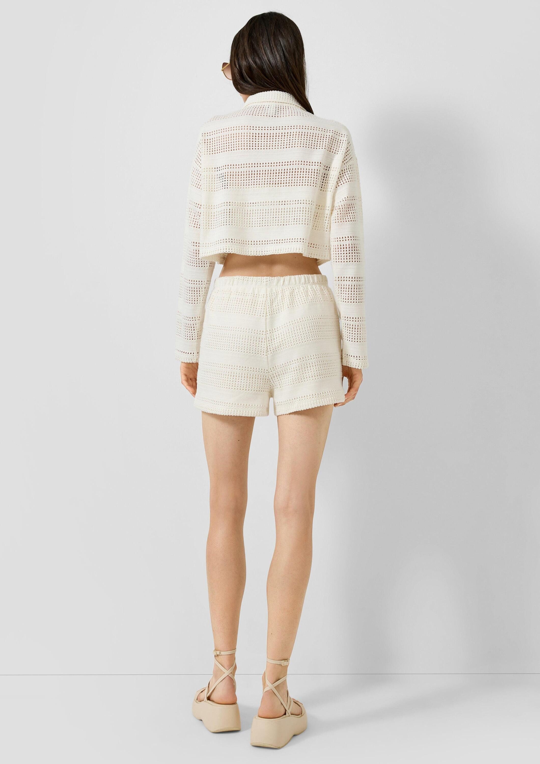QS Cardigan T-Shirt Leichte Jacke in Häkeloptik