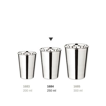 EDZARD Becher Konus, Messing, Trinkbecher im cleanen Design, Vase mit Silber-Optik, gravurfähig, schwerversilbert, 250 ml