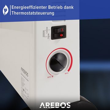 Arebos Konvektor 2x Standfüße, 2000 Watt, Thermostat, Frostwächter-Funktion, 2000 W