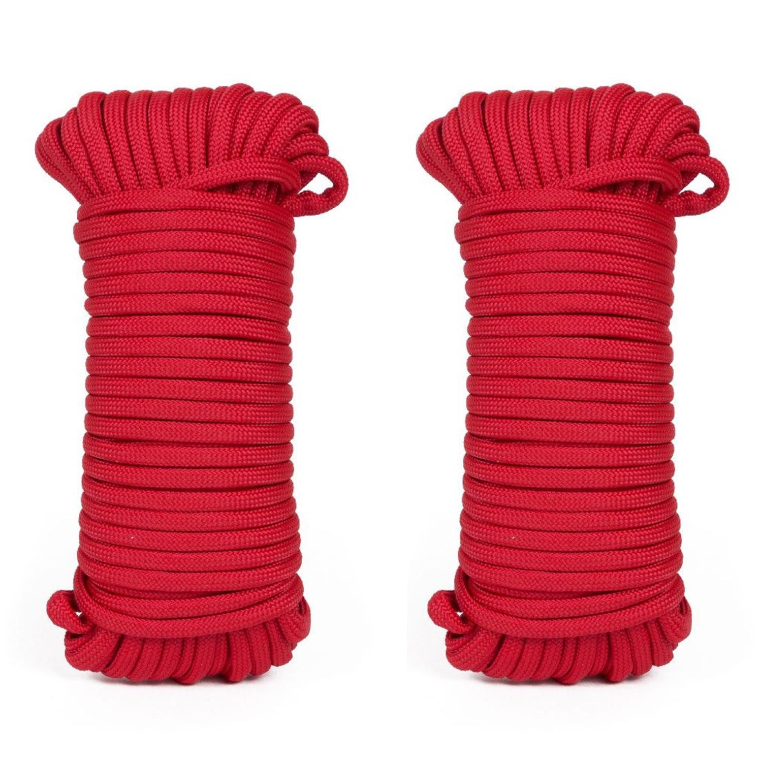 BENSON 2x Paracord Campingseil Survival 15m Outdoor Rot Seil, Fallschirm Schnur, Leine, Seil