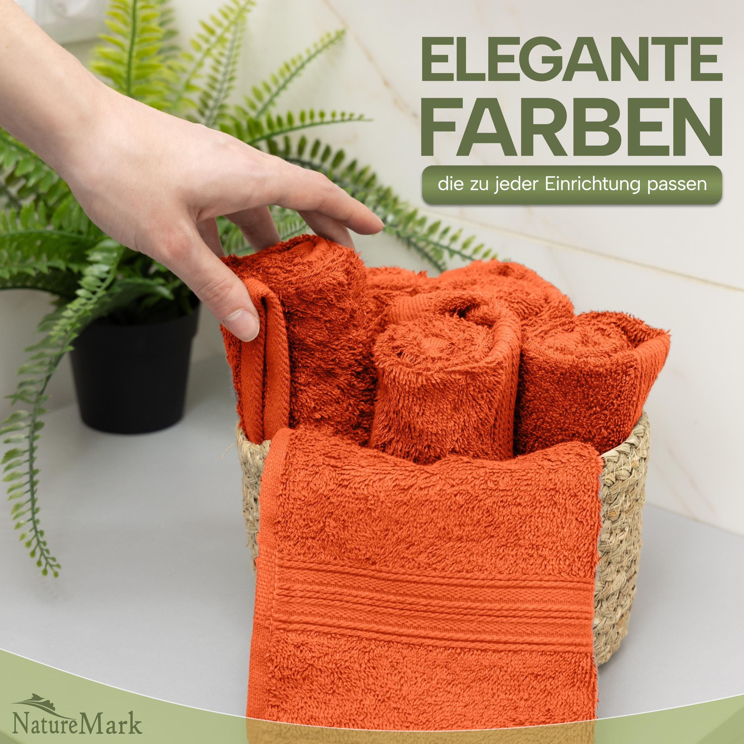 NatureMark Gästehandtuch Gästetuch 500gsm, 100% Baumwolle (12-St), Gästehandtuch Premium Qualität, 30x50cm, Terrakotta
