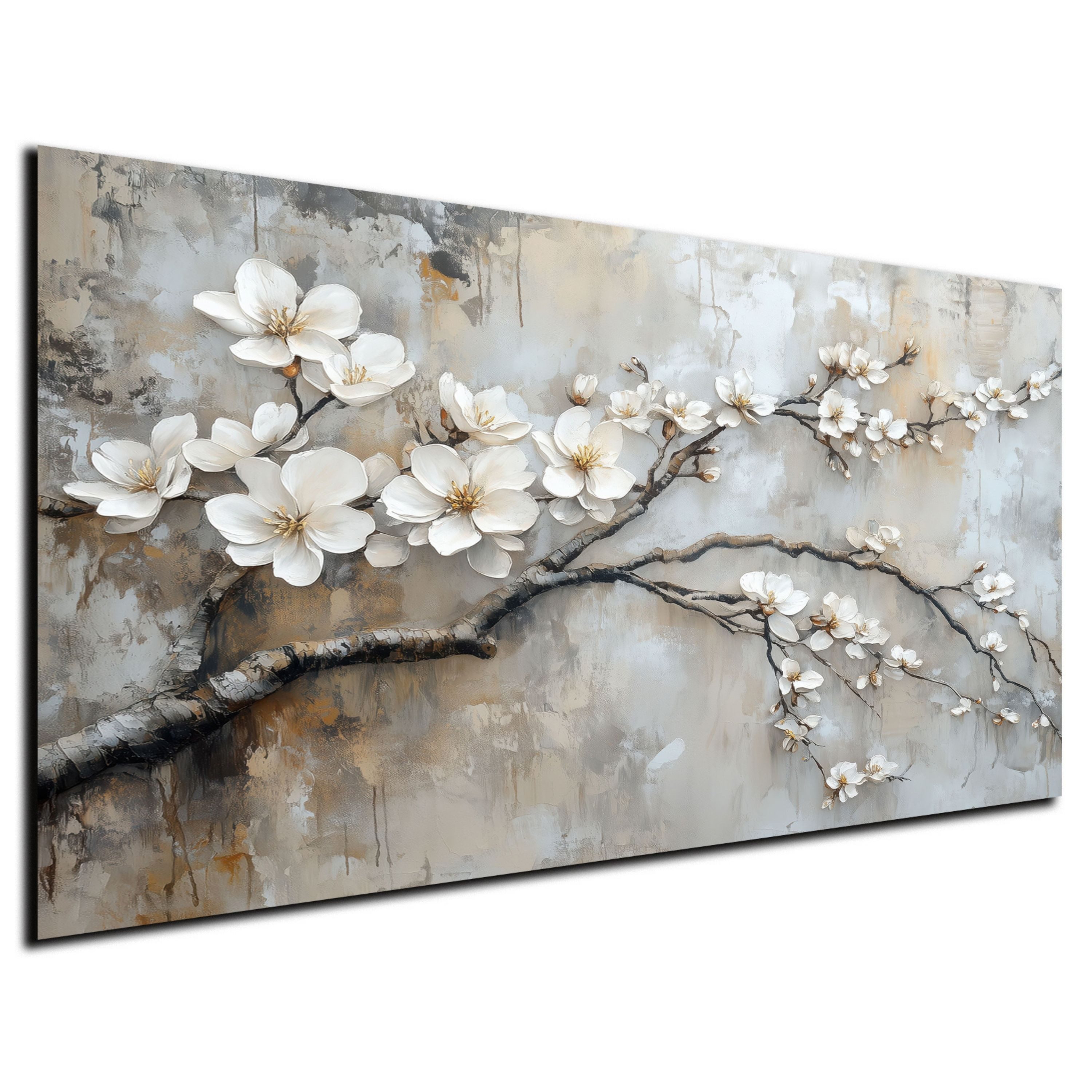 DARO Design Leinwandbild Modern Abstrakt Wandbilder XXL Wandbild Wand Deko Leinwand Bilder, (Mandelzweig - Bild groß Wohnzimmer Schlafzimmer Küche Esszimmer Einteilig Querformat Fotodruck Leinwände Wanddeko Abstrakte Kunst Boho), 30x20 cm