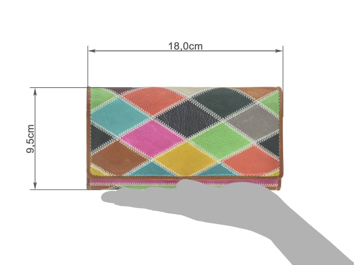 Greenburry Geldbörse "Candy Shop" Portemonnaie Leder bunt 18x9cm, mit 9 Kartenfächern und Reißverschluss-Münzfach