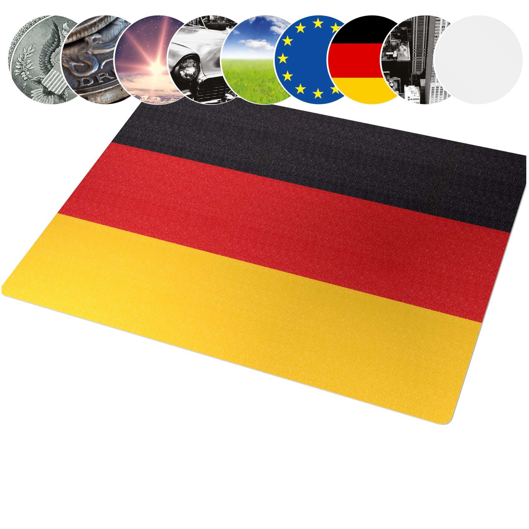 ANRO Bodenschutzmatte Hera Bodenschutz für Hartboden Stuhlunterlage, Bodenschutz - gerollt, 1-St., Einzelpackung, 1mm Stark Anti-Rutsch Unterseite genarbt 90x120cm DE-Flagge