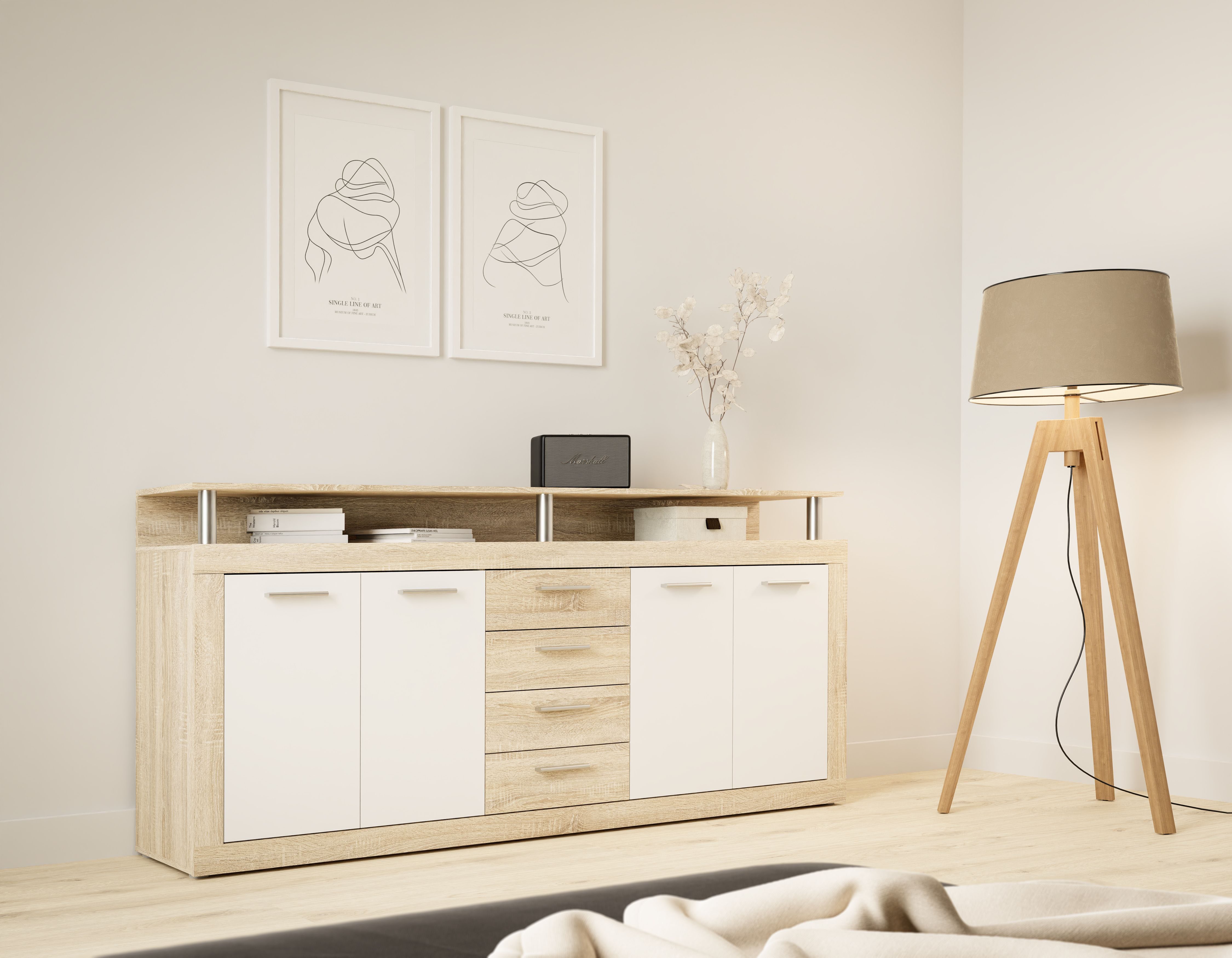 FORTE Sideboard, B/H/T 197,5/94,4/36,3 cm, viel Stauraum