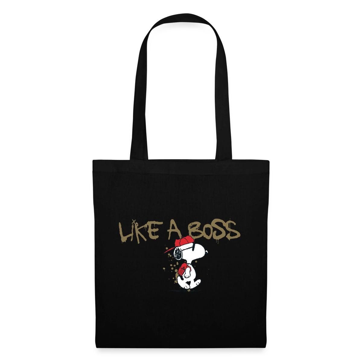 Spreadshirt Henkeltasche Peanuts Snoopy Like A Boss Cooler Spruch Stoffbeutel (1-tlg)