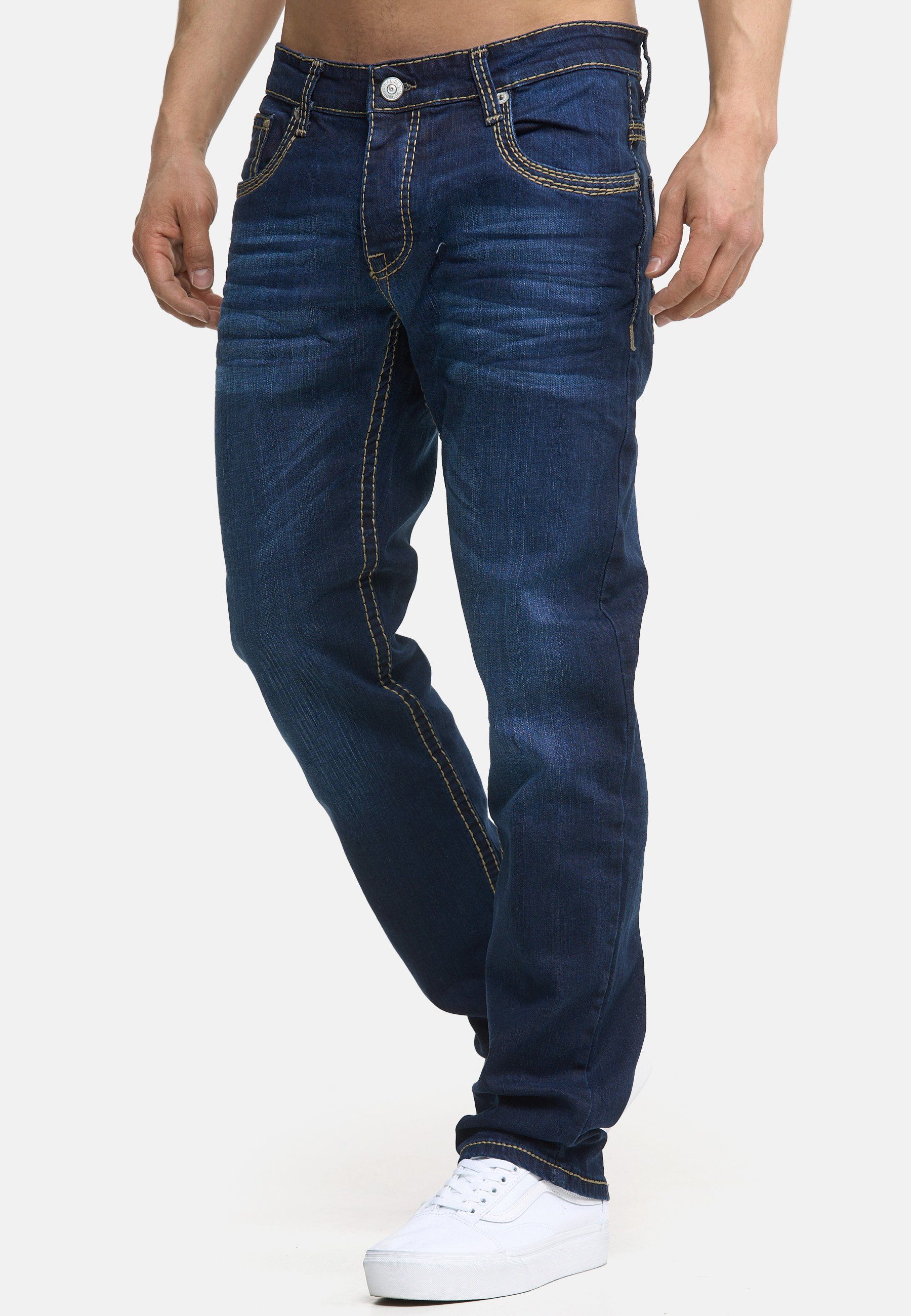 Jeans Regular-fit-Jeans Herren Regular Hose Fit Bootcut Code47 Pocket Denim Five Code47 Männer