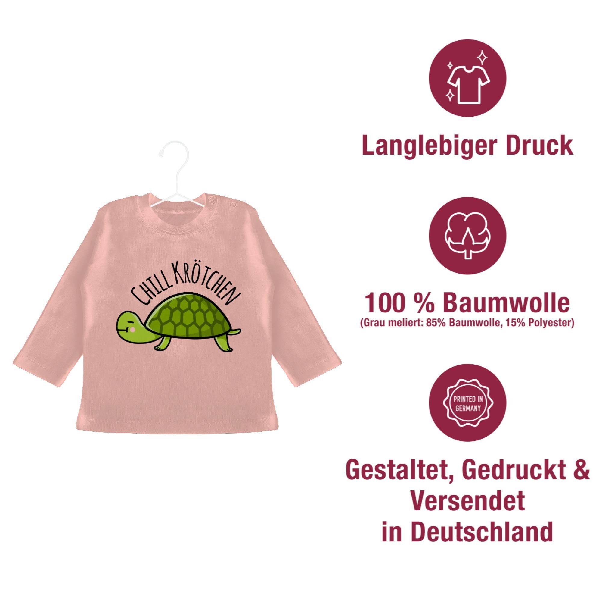 Print Animal Baby Shirtracer Krötchen Chill Tiermotiv 3 Babyrosa T-Shirt Schildkröte