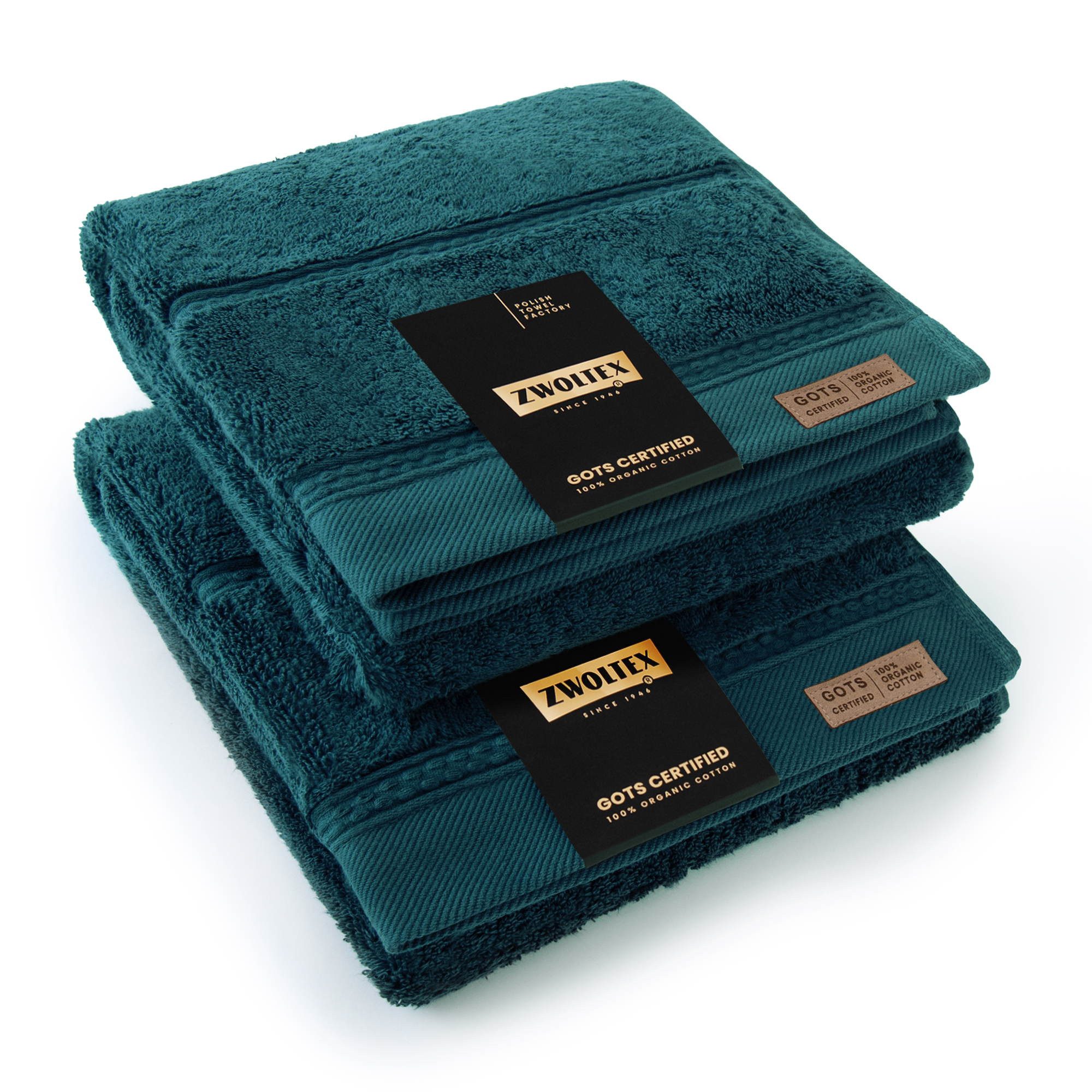 Zwoltex Handtücher 650g/m² dickes Handtuch Set weich saugstark Baumwolle Türkis, (GOTS Bio Baumwolle OEKO-TEX zertifiziert Handtücher 2x50x100), Extra weiche Struktur sorgt für Komfort nach Dusche oder Bad