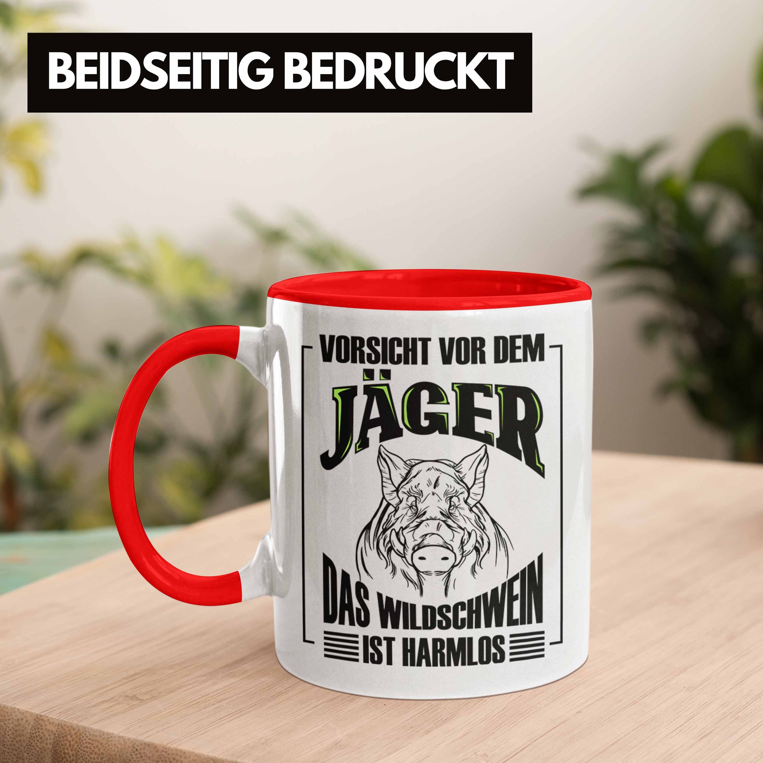 Jäger Geschenkidee Tasse Lustige Spruch Trendation Rot Jagd für Tasse Wildschwein Geschenk