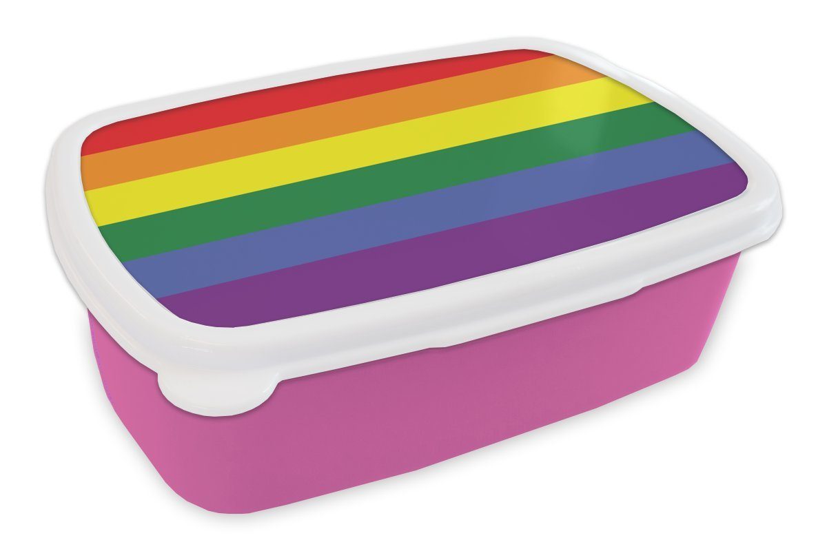 Erwachsene, MuchoWow rosa - - Kinder, Lunchbox Brotbox für (2-tlg), Kunststoff, Stolzflagge Mädchen, Liebe, Regenbogenflagge Kunststoff Snackbox, Brotdose