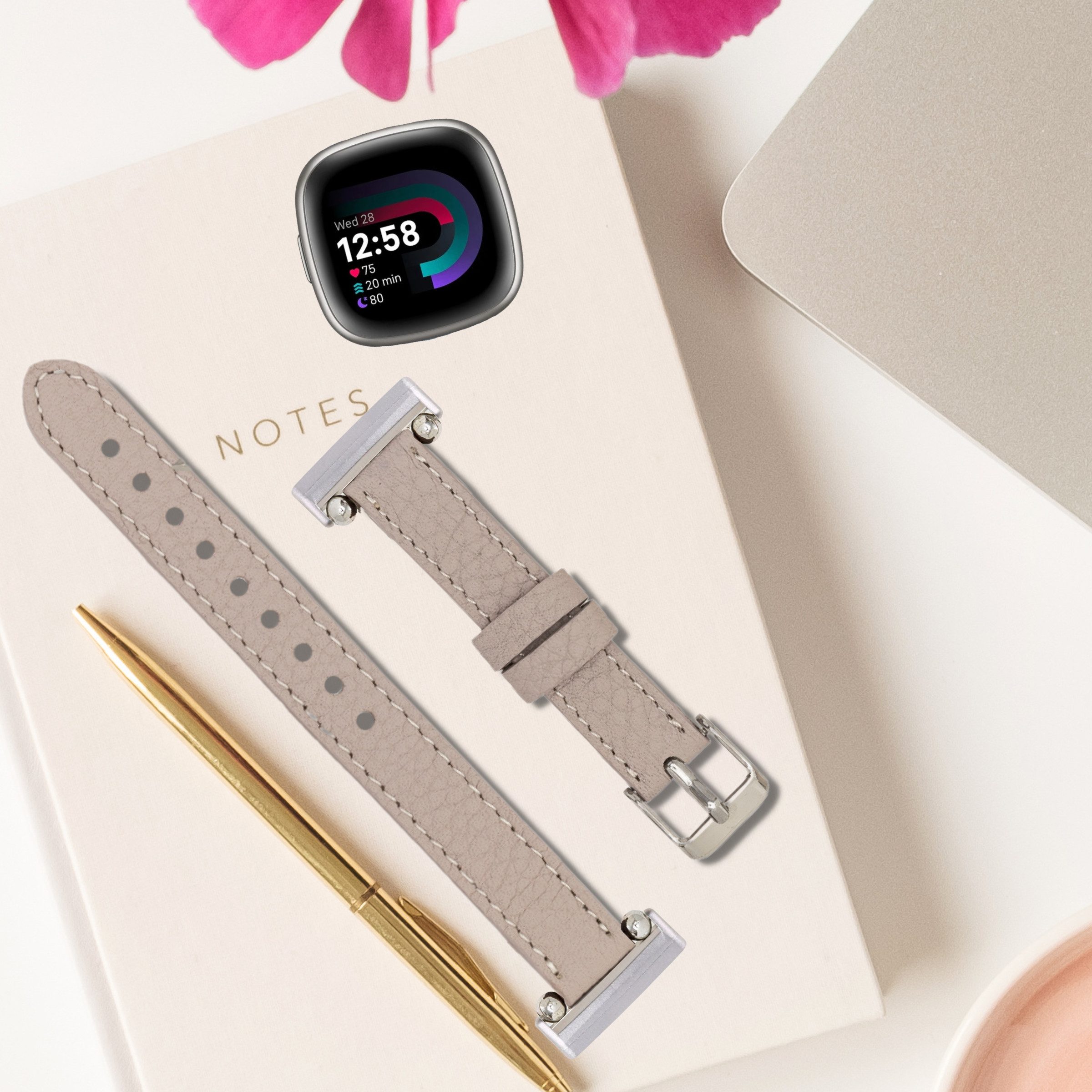 Renna Leather Uhrenarmband Fitbit Versa 4 / 3 / Sense / Sense 2 Leder Smart Uhrenarmband