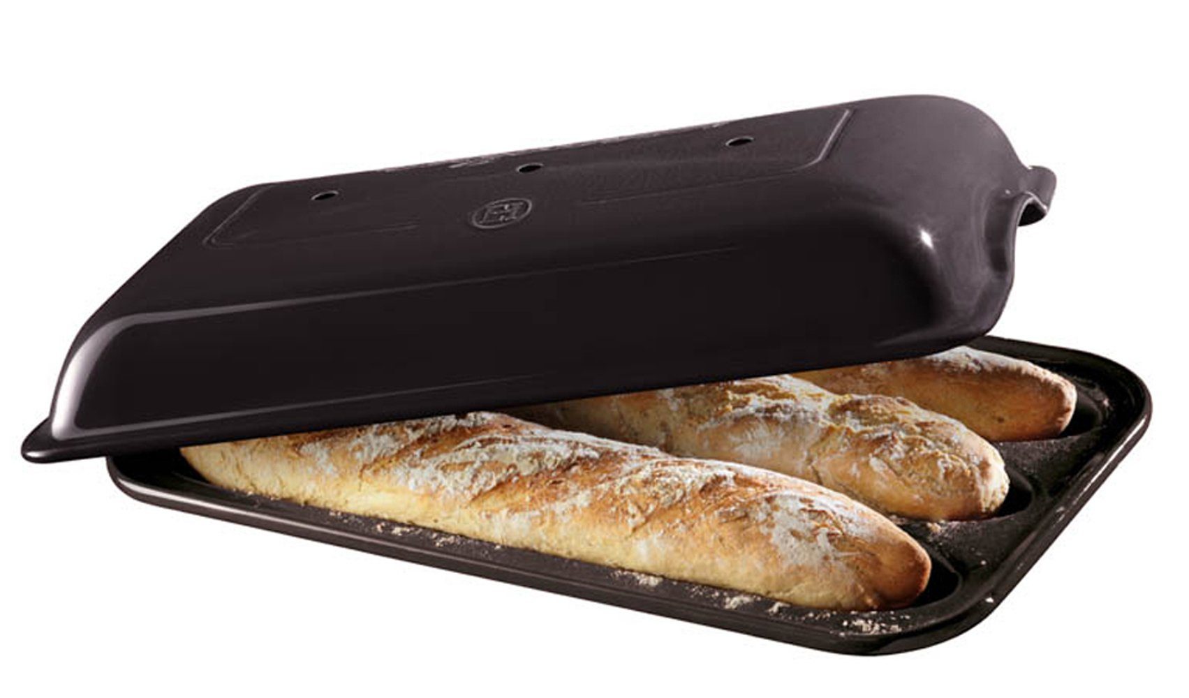 Emile Henry Brotbackform Keramik BaguetteSet Brotbackform, Deckel für die richtige