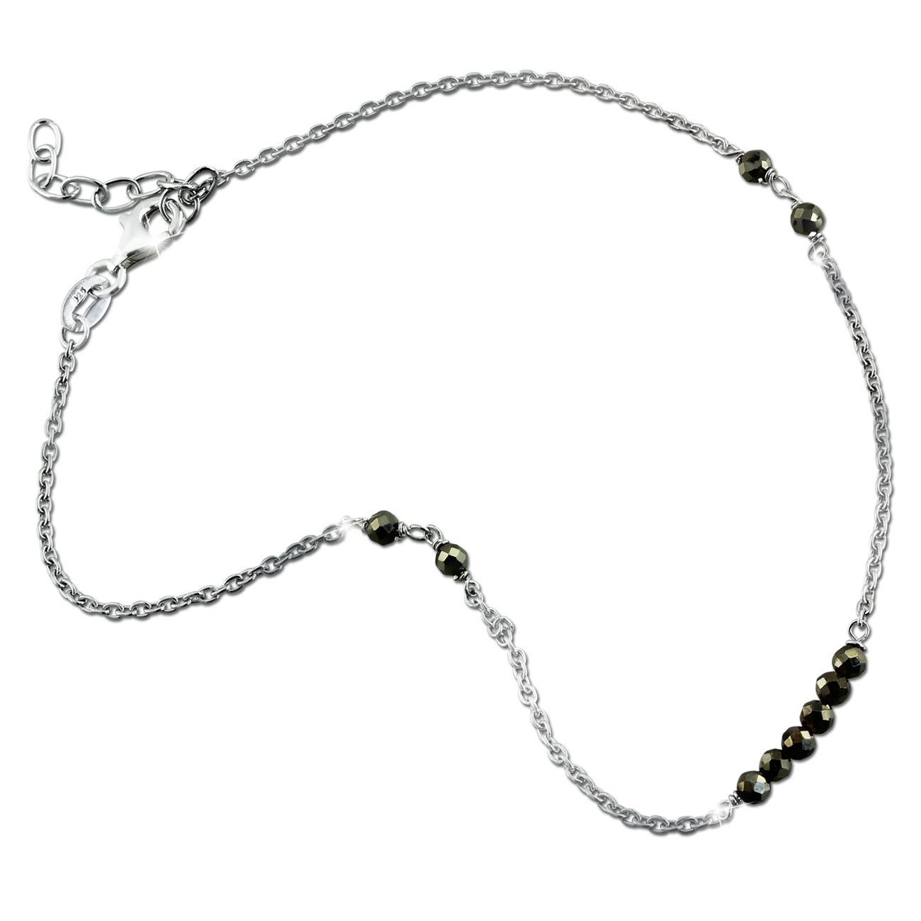 Pyrit-Perlen Farbe: grau, SilberDream SilberDream Perlen aus grau, Sterling Damen Silber, mit Fußkette Anhänger Damen Fußkette 925 Fußkette silb