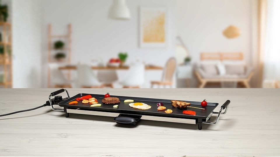 *Alpina* Teppanyakigrill *Alpina* Grill-Teppenyaki, 2000 Watt, Edelstahloptik, 2000 W, antihaftbeschichtet