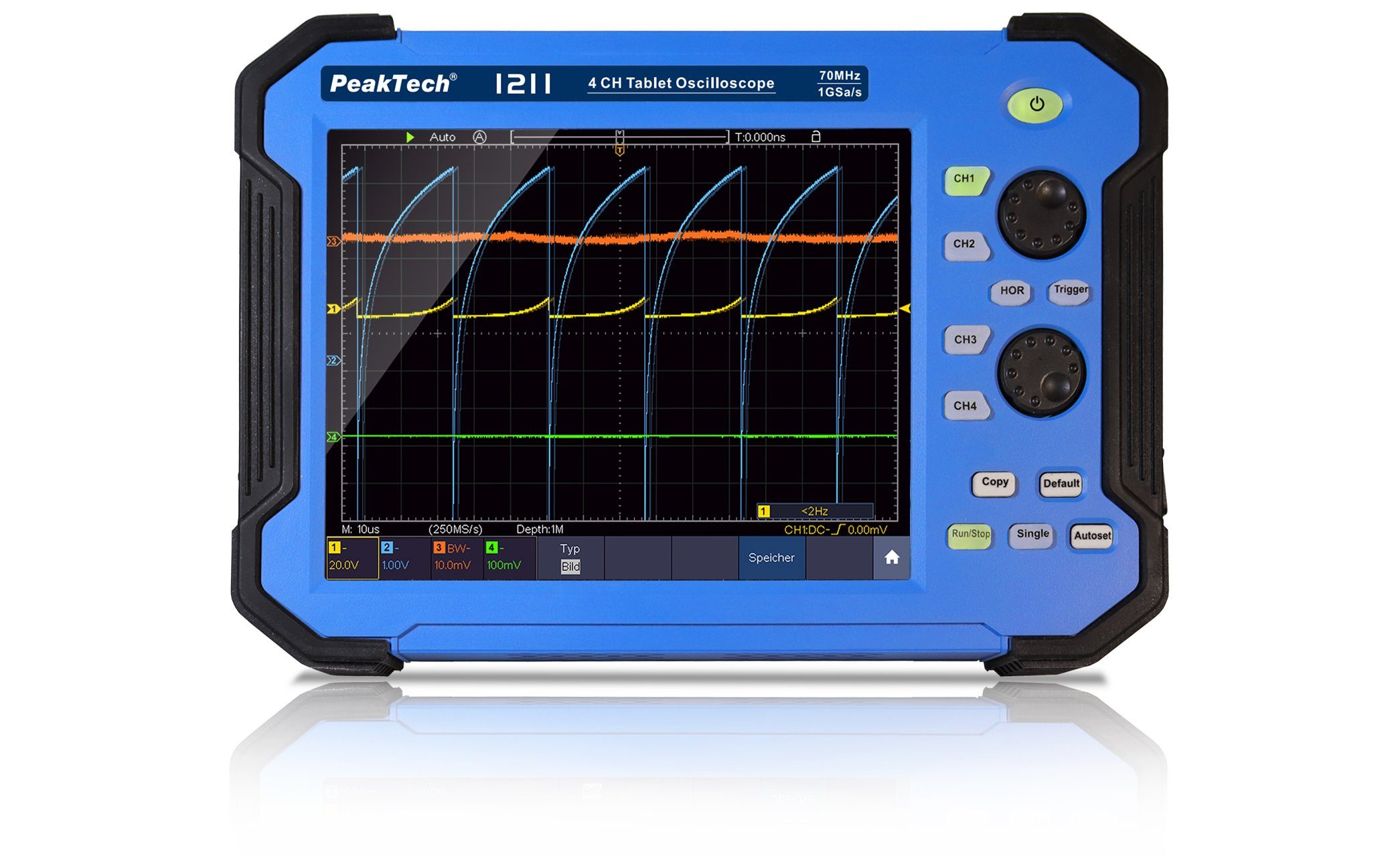 PeakTech Spannungsprüfer PeakTech P 1211: 70 MHz / 4 CH, 1 GS/s Tablet Touchscreen Oszilloskop