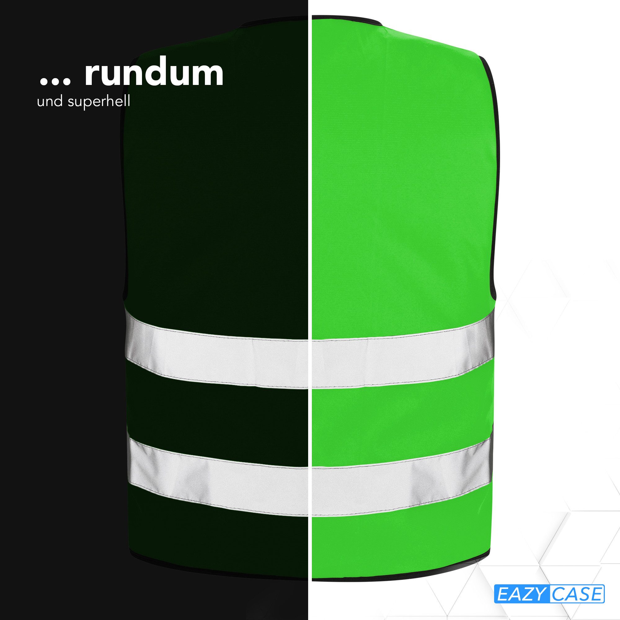 EAZY CASE Warnweste Kinder Warnweste Reißverschluss Kinder Reflektorweste Atmungsaktive leuchtende Warnweste, Größe S Grün