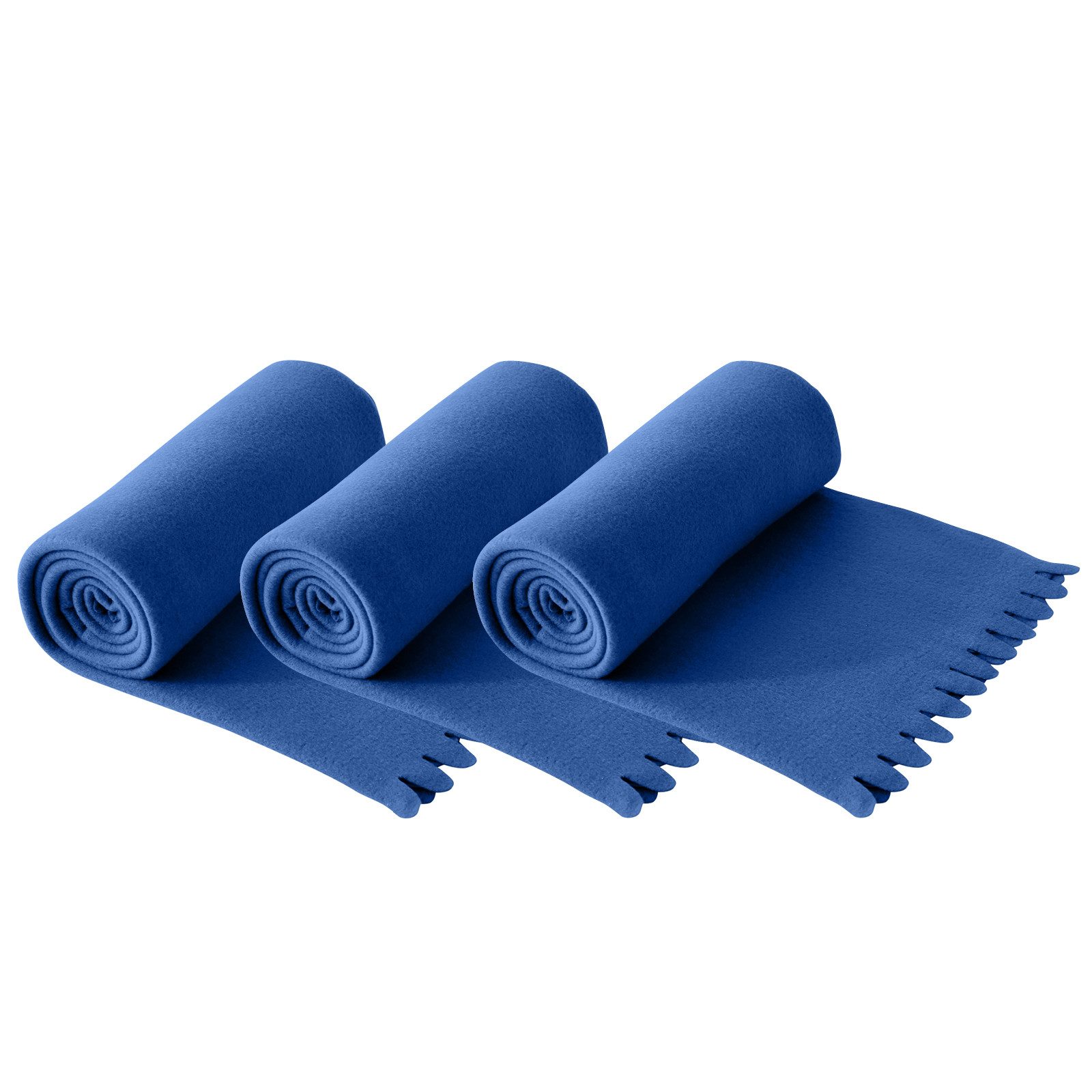 Wohndecke 3er Set Fleecedecke WAVE ca. 120x160, wometo, OEKO-TEX®, Fleecedecke mit Wellenrand & Anti-Pilling