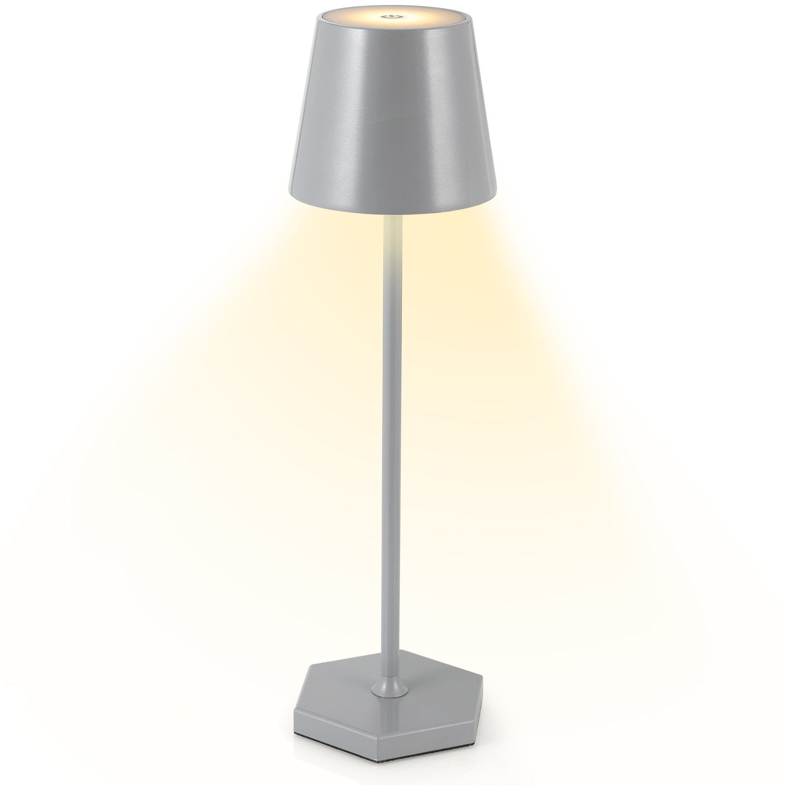 TLGREEN Tischlampe Grau Dimmbare,Nachttischlampe,300LM Tischlampe Schreibtischlampe Kabellos,LED Akku
