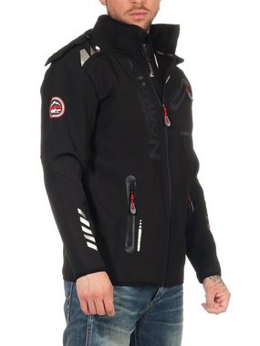 Geographical Norway Softshelljacke Geographical Norway Herren Softshelljacke G-River by leyoley mit abnehmbarer Kapuze, Windbreaker, Übergangsjacke, Wander Sport Jacke