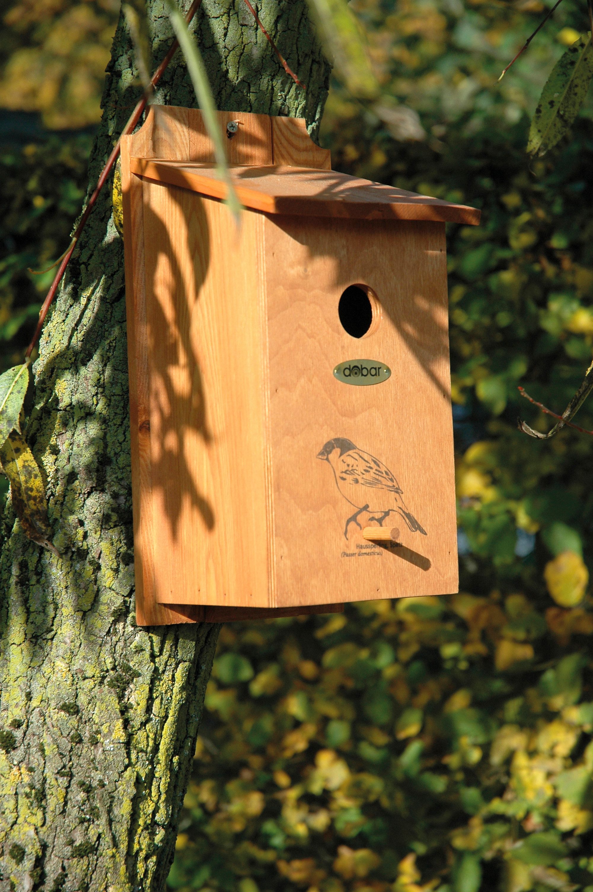 Vogelhaus Nistkasten mit Siebdruckmotiv "Haussperling"
