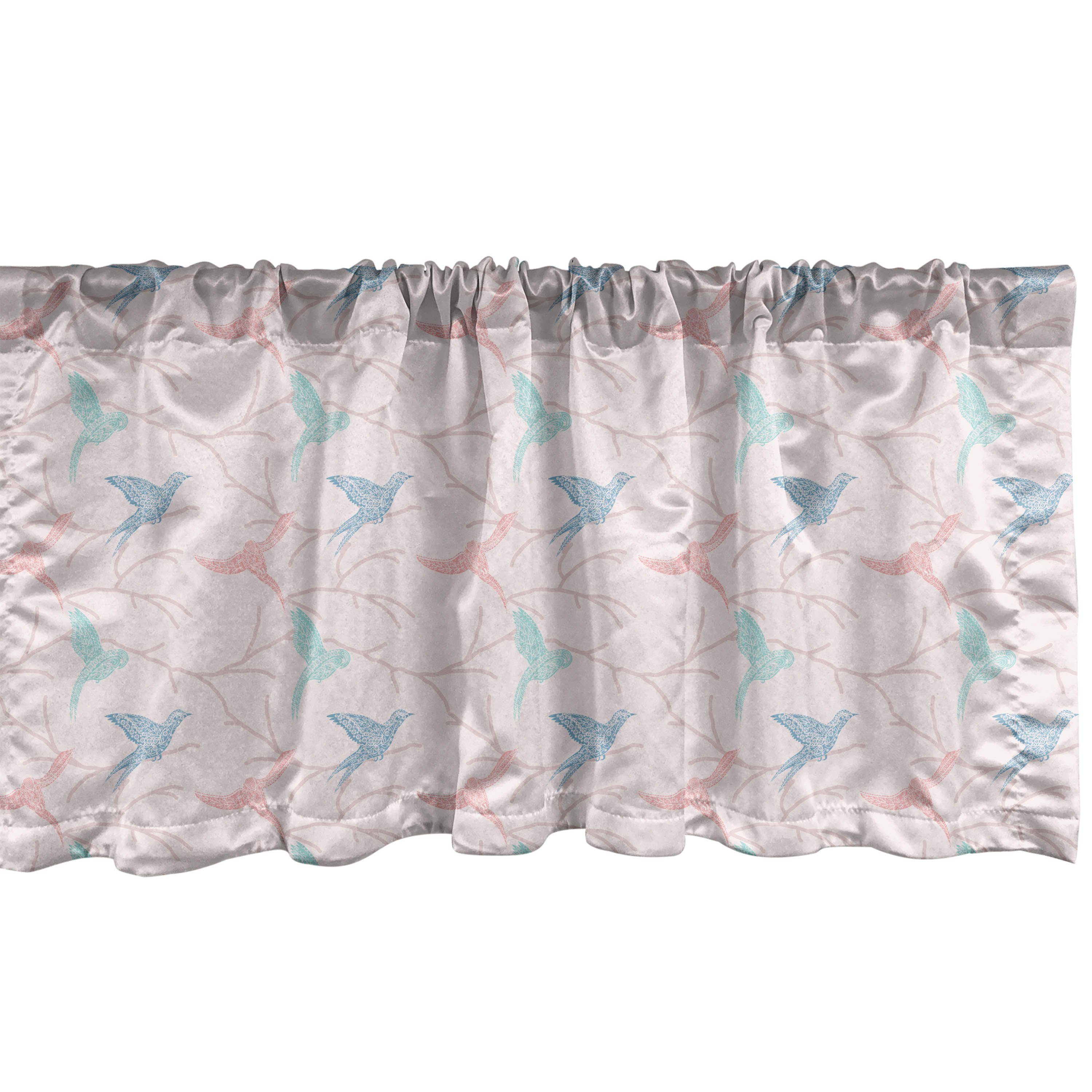 Scheibengardine Vorhang Volant für Küche Schlafzimmer Dekor mit Stangentasche, Abakuhaus, Microfaser, Vögel Fliegen-Vogel-Grafik Branchen