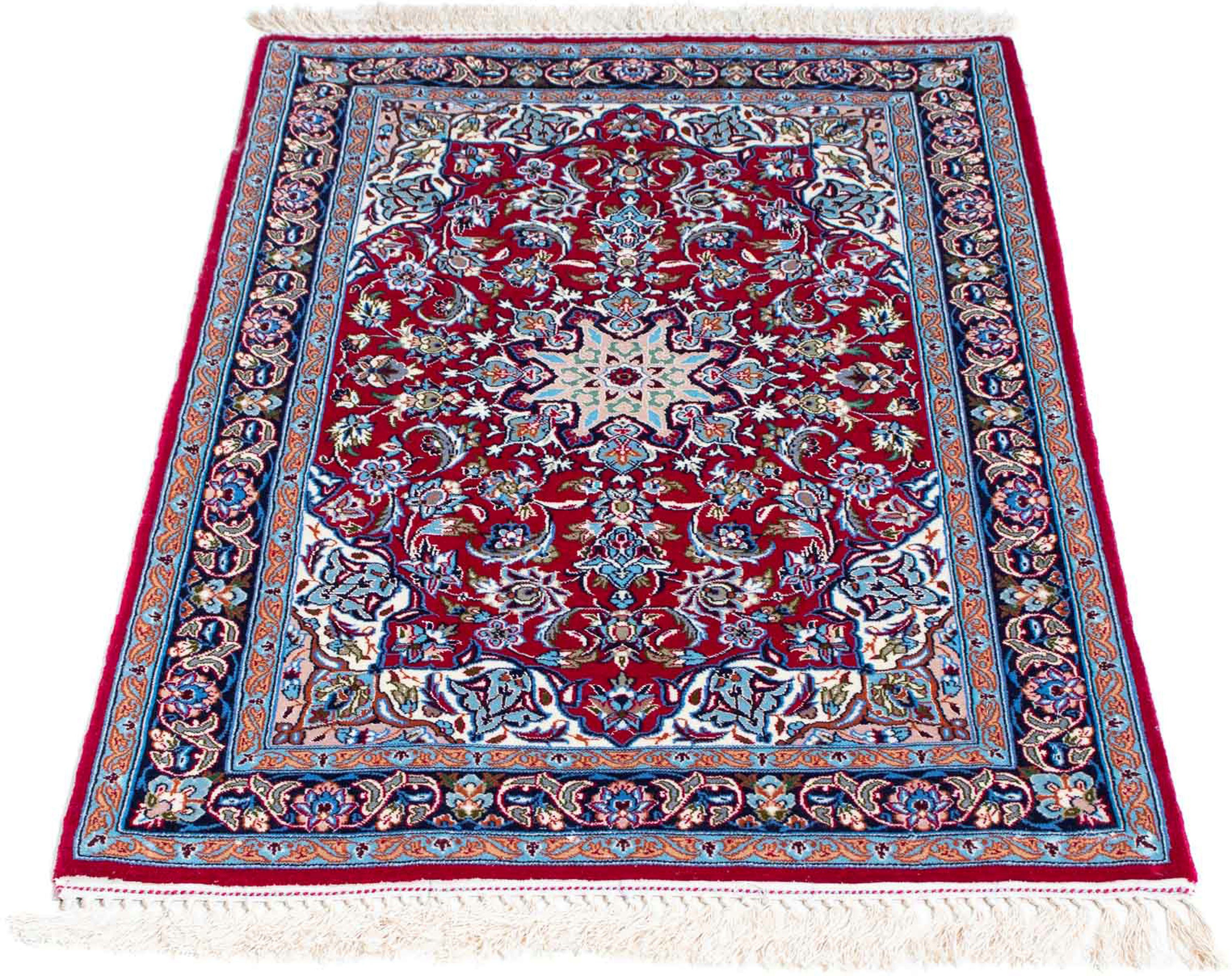 Orientteppich Perser - Isfahan - Premium - 107 x 69 cm - rot, morgenland, rechteckig, Höhe: 6 mm, Wohnzimmer, Handgeknüpft, Einzelstück mit Zertifikat
