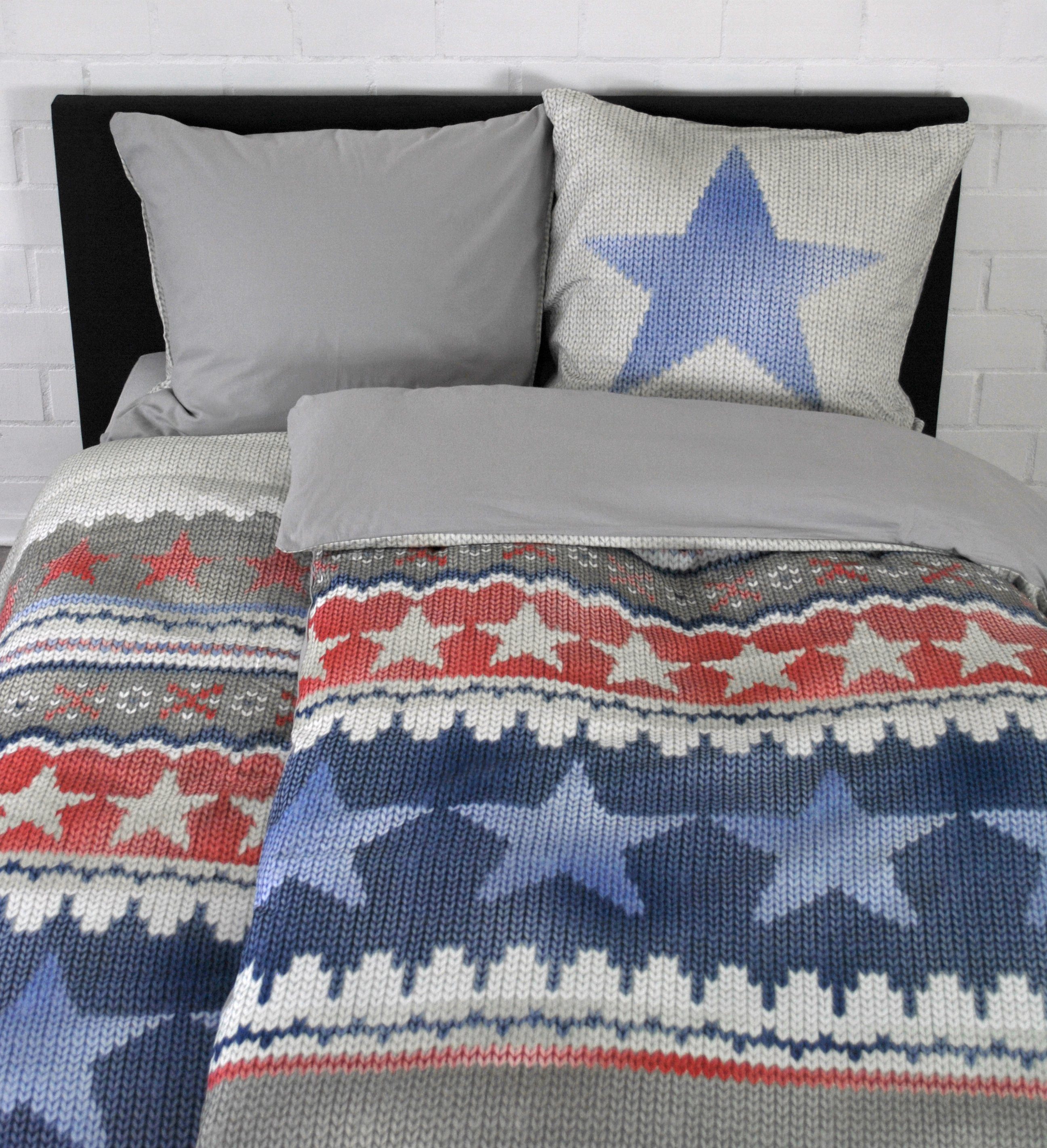 jilda-tex Bettwäsche Blue Stars, Flanell, Edelflanell-Bettwäsche günstig online kaufen